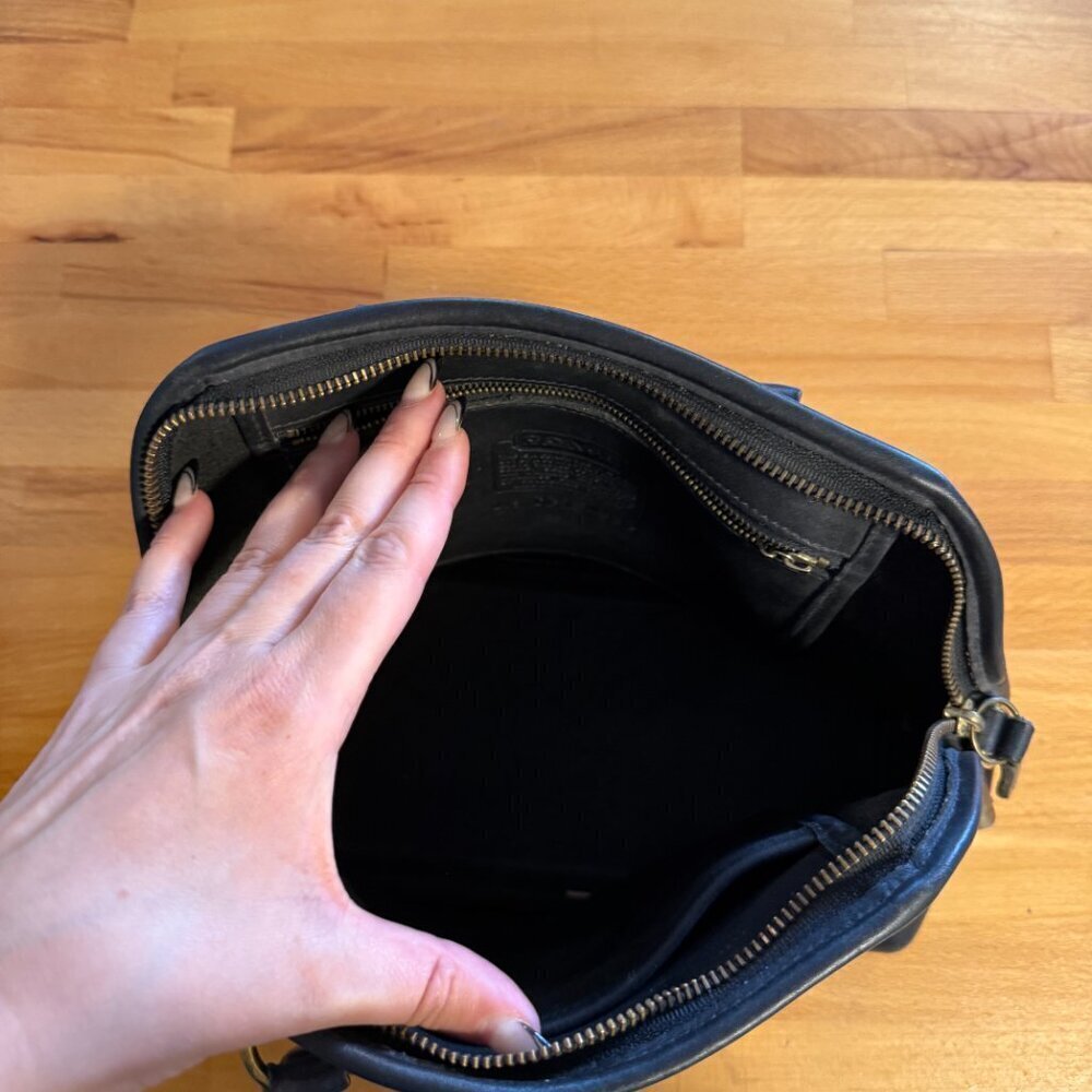 Vintage Coach Bag Black Leather - Picture 12 of 16
